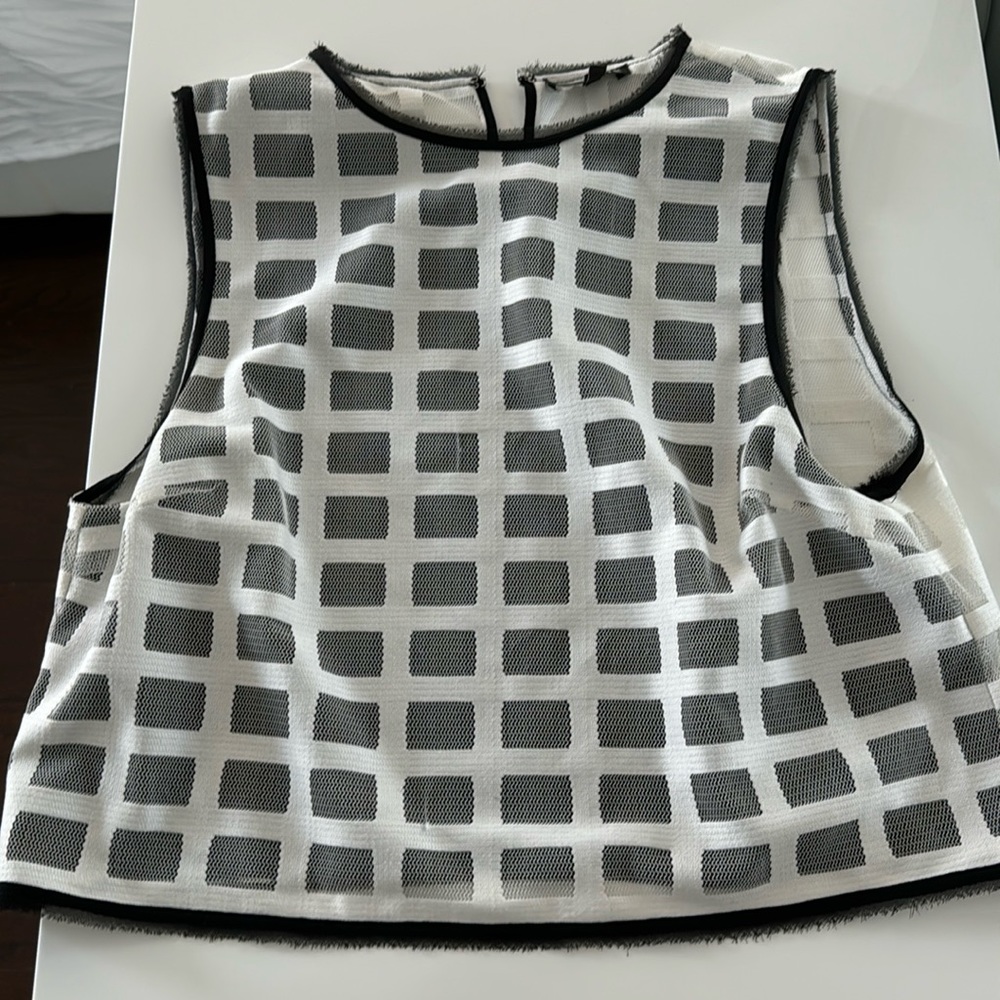 Intermix white checker cropped top